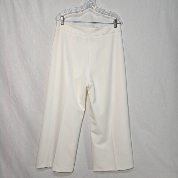 ELIE TAHARI Officecore Mob Wife IVORY Hi-Rise Wide Leg Cropped  Trouser Size 12 - Picture 2 of 16